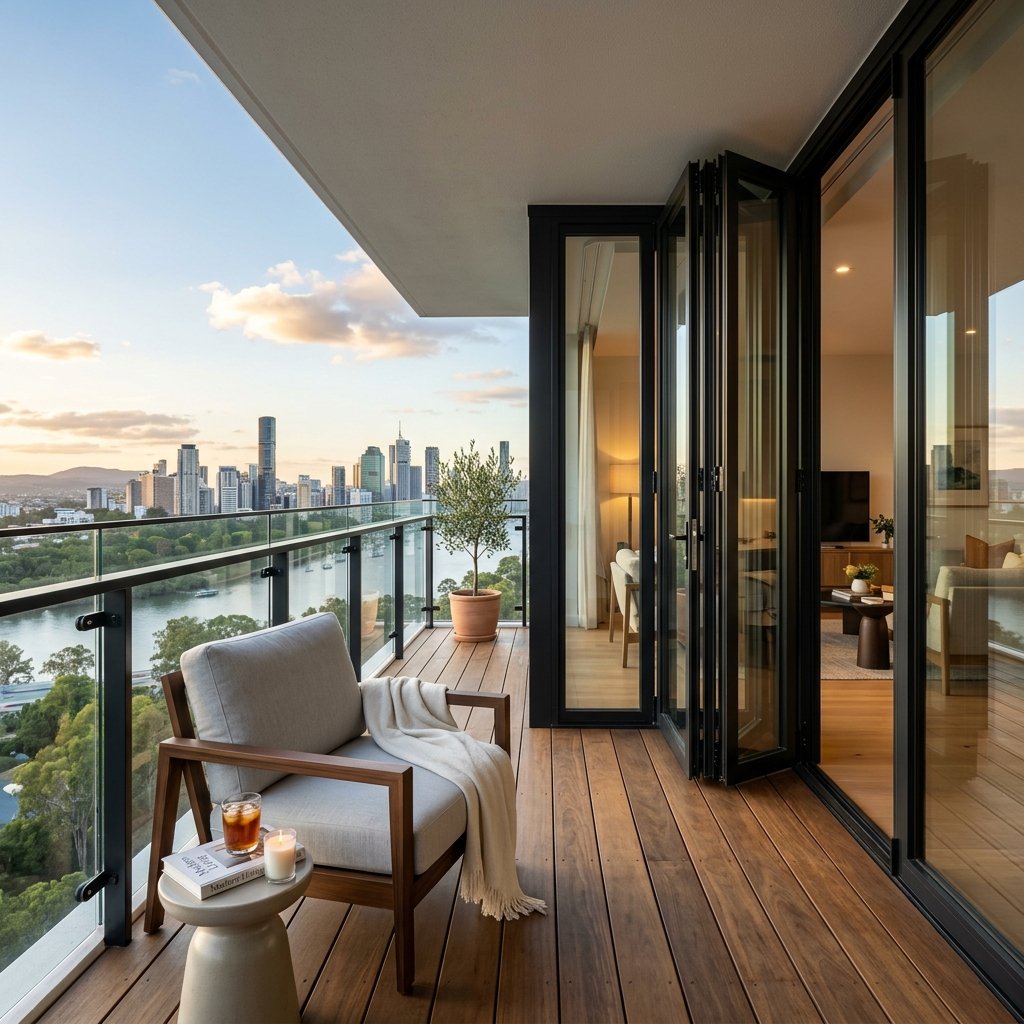 Siyah Profilli Katlanır Cam Balkon Köşesi