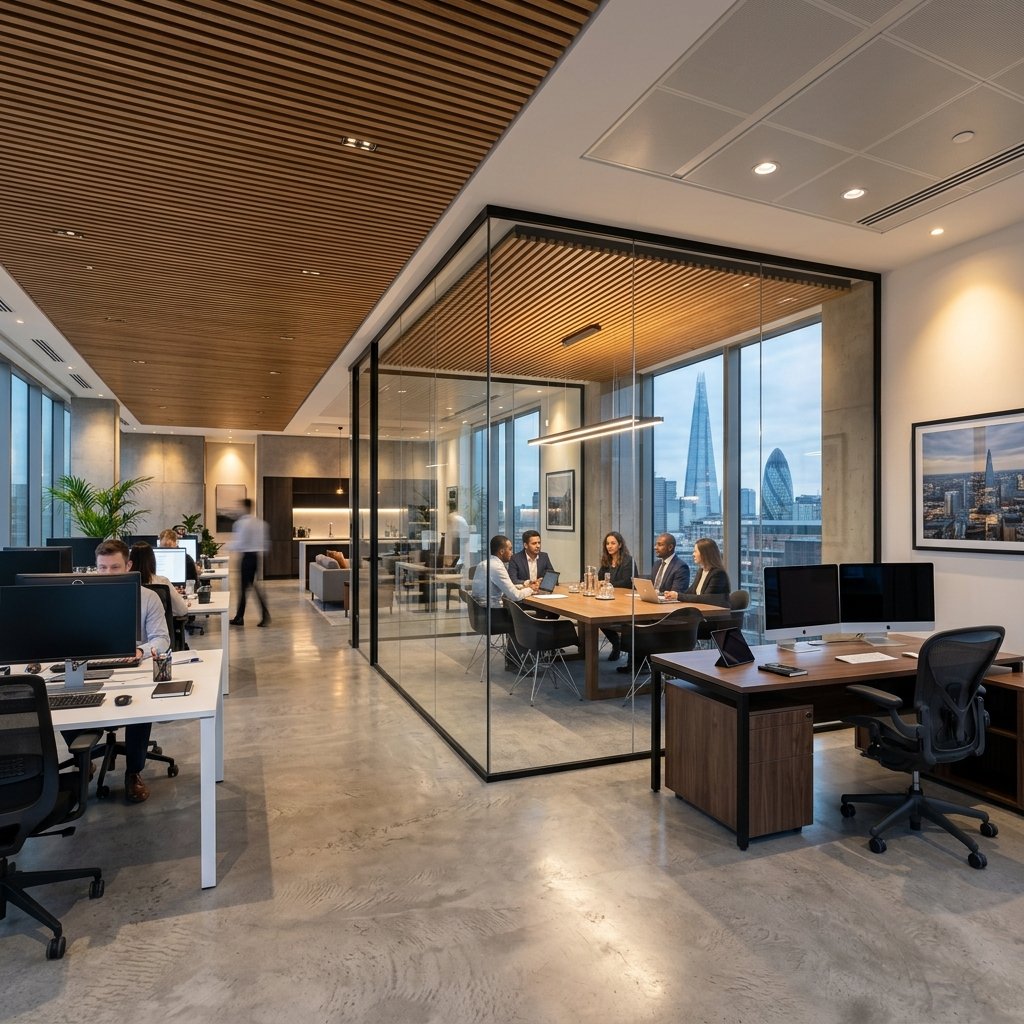 Modern Açık Ofis ve Toplantı Alanı Düzeni